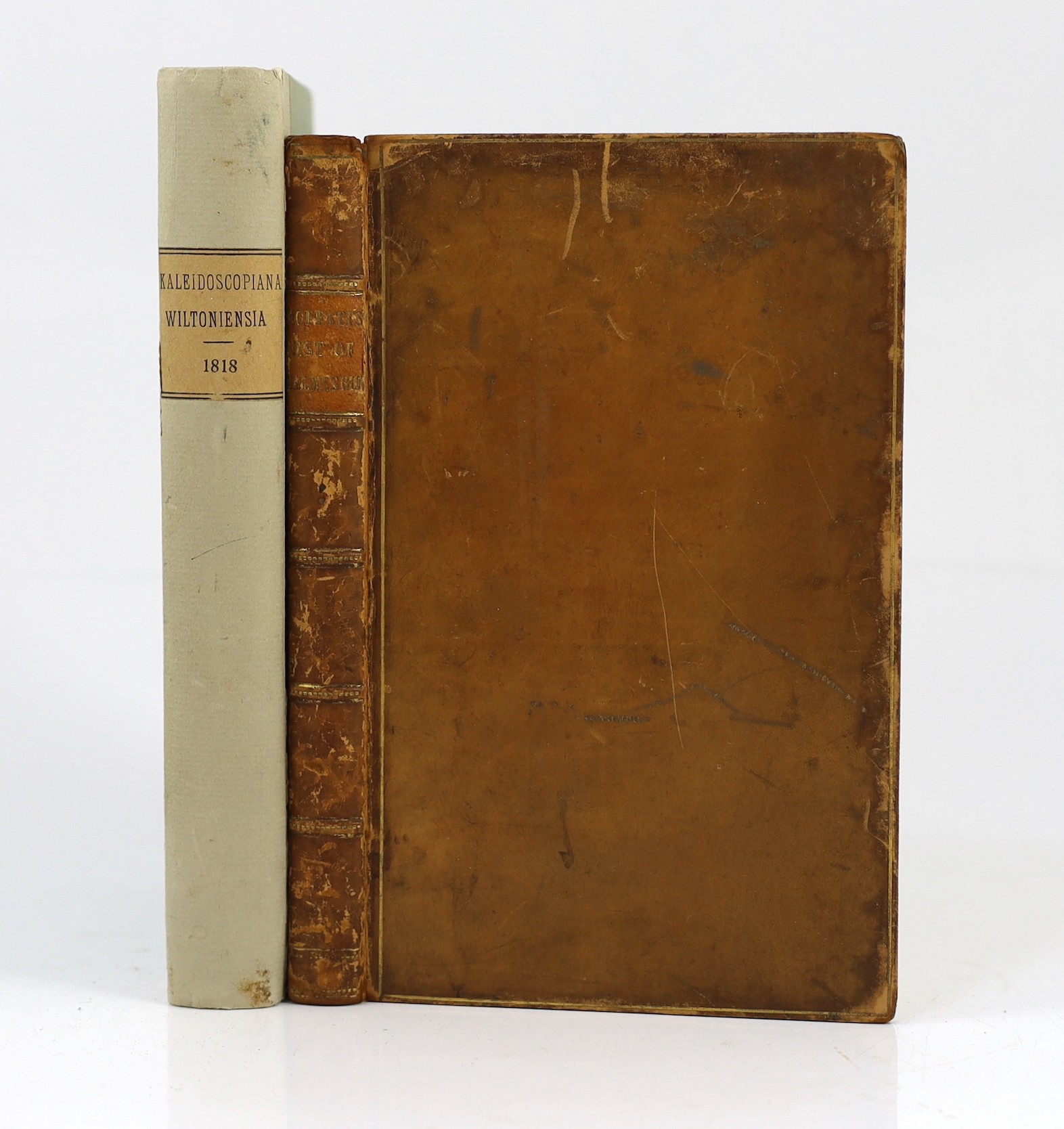 WILTS: Moffat, Rev.J.M. (editor) - The History of the Town of Malmesbury, and of its Ancient Abbey ... 3 plates, a plan and folded table, subscribers list; contemp. gilt calf and panelled spine. Tetbury, 1805: 'An Observ